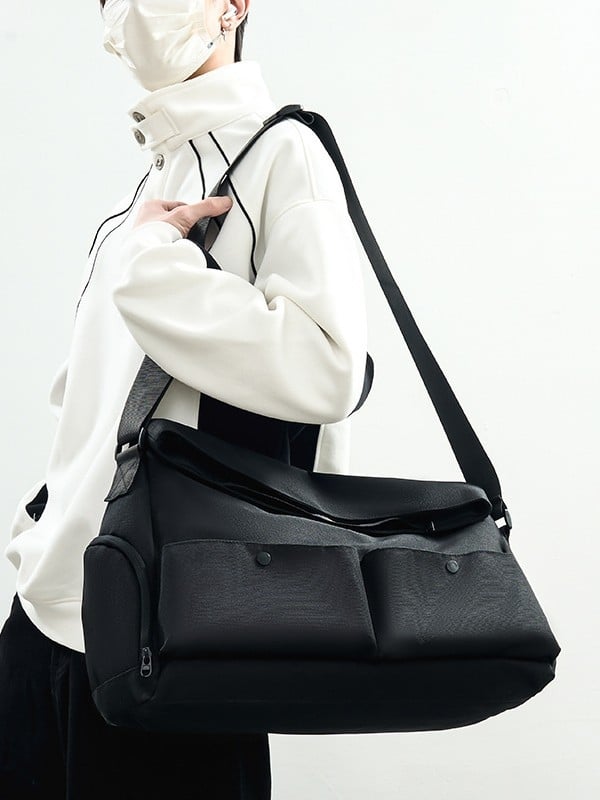 Muška crossbody torba s odjelom za obuće, najlon, odvojeni suhi-vlažni odjeljak, velik kapacitet, ulični stil, svakodnevna torba
