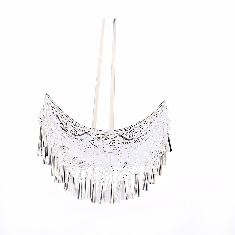 Метална украса за глава от Miao Xiu, женски етчески стил с геометричен дизайн, ръчна изработка