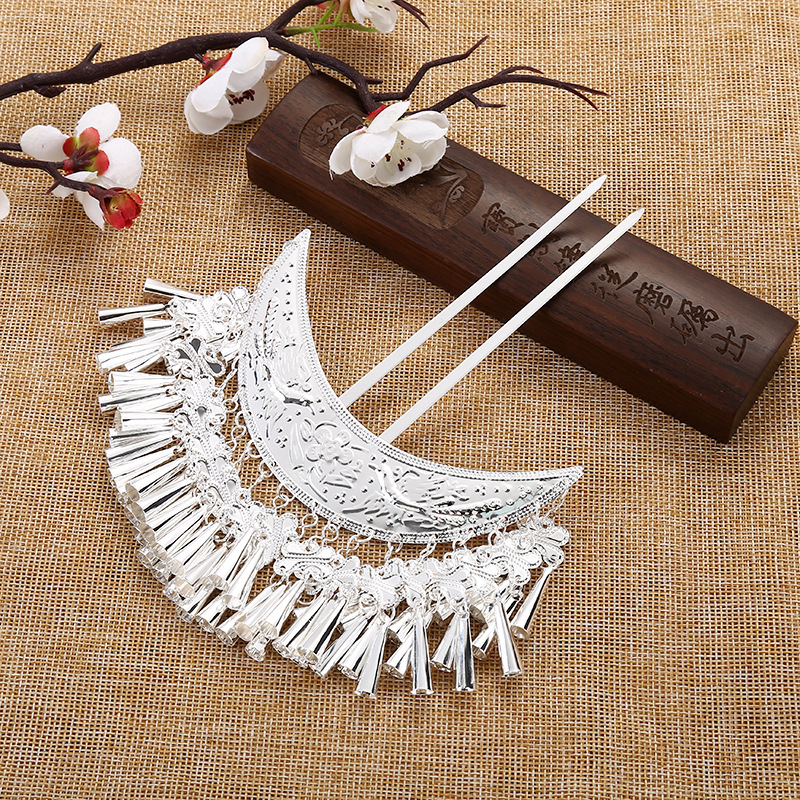 Метална украса за глава от Miao Xiu, женски етчески стил с геометричен дизайн, ръчна изработка