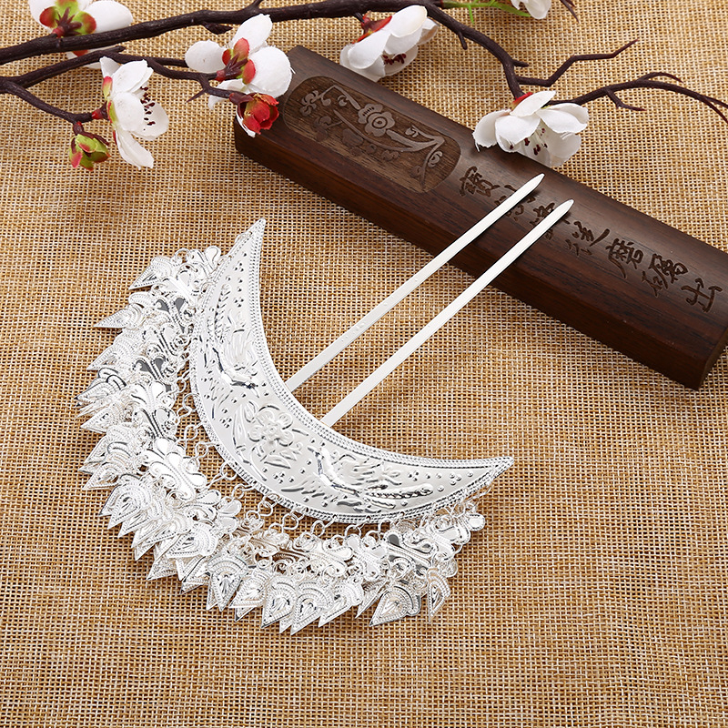 Метална украса за глава от Miao Xiu, женски етчески стил с геометричен дизайн, ръчна изработка