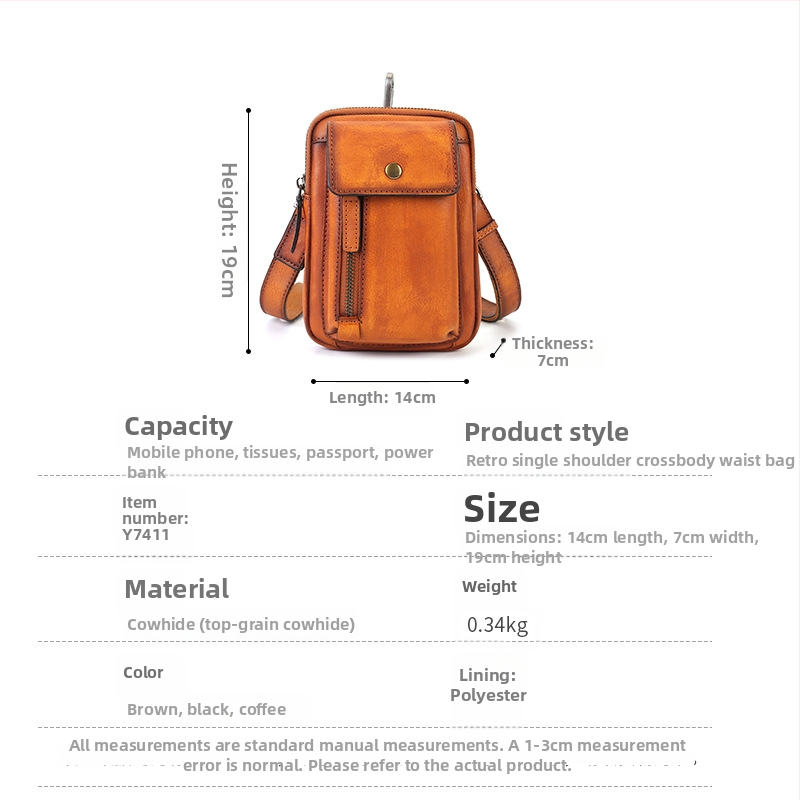 Muška kožna crossbody torba – top-grain teleća koža, otporna na trošenje, Zeno Y7411