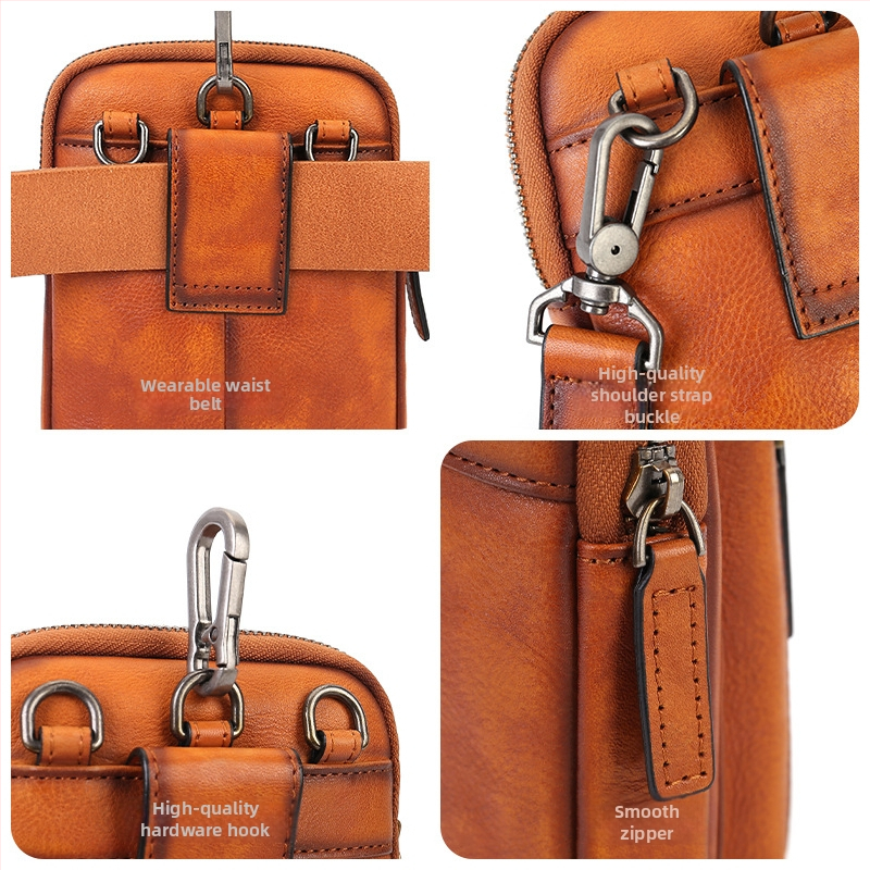 Muška kožna crossbody torba – top-grain teleća koža, otporna na trošenje, Zeno Y7411