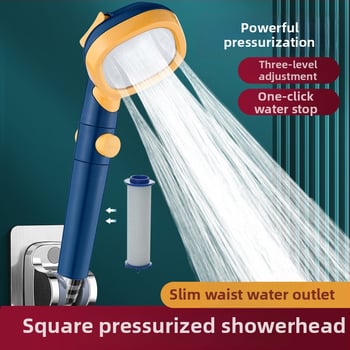 Κεφαλή ντους τετράγωνη, φορητή χειροκίνητη, με πίεση, λειτουργία βροχής – ABS, μοντέλο BNL-F02, σύνδεση με βίδες, 0–80°C, 0,03 MPa