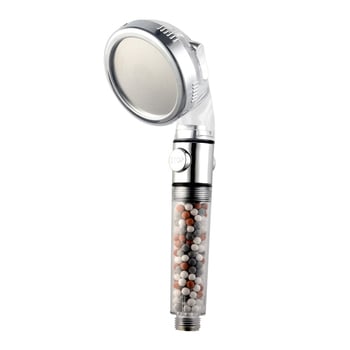 Ντουζ κεφαλή με αρνητικά ιόντα, διακόπτης με ένα κουμπί για διακοπή της ροής, 3 λειτουργίες ρύθμισης ροής, φίλτρο PP βαμβάκι, βιδωτή εγκατάσταση