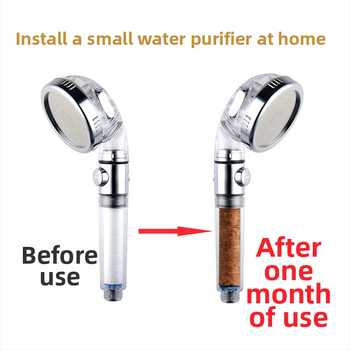 Ντουζ κεφαλή με αρνητικά ιόντα, διακόπτης με ένα κουμπί για διακοπή της ροής, 3 λειτουργίες ρύθμισης ροής, φίλτρο PP βαμβάκι, βιδωτή εγκατάσταση