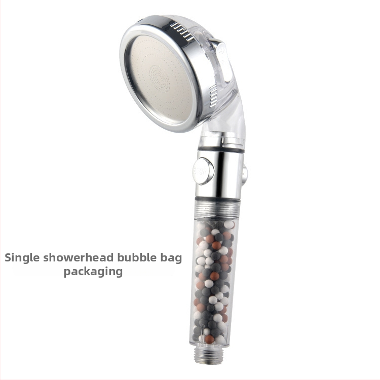 Ντουζ κεφαλή με αρνητικά ιόντα, διακόπτης με ένα κουμπί για διακοπή της ροής, 3 λειτουργίες ρύθμισης ροής, φίλτρο PP βαμβάκι, βιδωτή εγκατάσταση