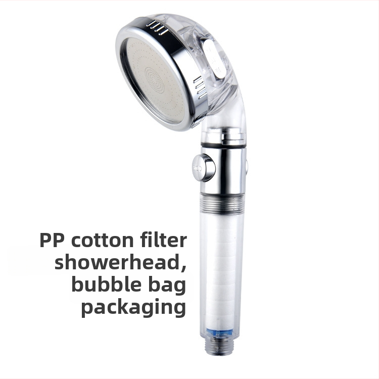 Ντουζ κεφαλή με αρνητικά ιόντα, διακόπτης με ένα κουμπί για διακοπή της ροής, 3 λειτουργίες ρύθμισης ροής, φίλτρο PP βαμβάκι, βιδωτή εγκατάσταση