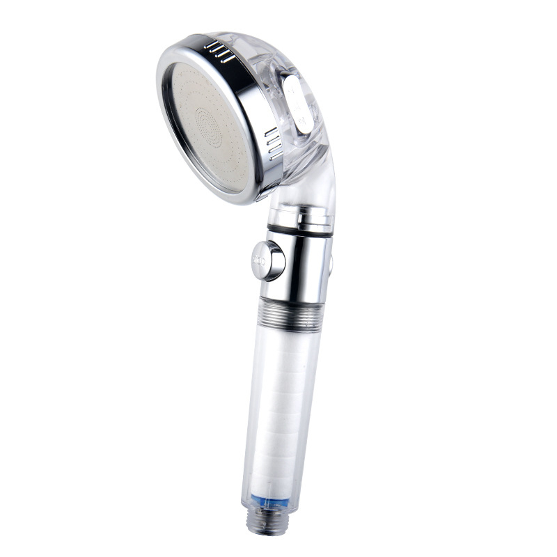 Ντουζ κεφαλή με αρνητικά ιόντα, διακόπτης με ένα κουμπί για διακοπή της ροής, 3 λειτουργίες ρύθμισης ροής, φίλτρο PP βαμβάκι, βιδωτή εγκατάσταση