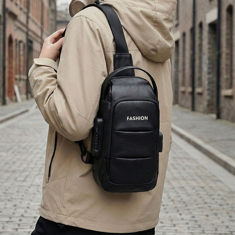 Muška PU crossbody torba, vodootporna i otporna na habanje, brava s lozinkom protiv krađe, pogodna za 8-inčni uređaj