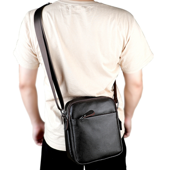 Muška crossbody torbica od prave kože, teleća koža, prozračna, model 6082, za poslovna putovanja