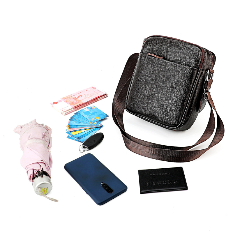 Muška crossbody torbica od prave kože, teleća koža, prozračna, model 6082, za poslovna putovanja