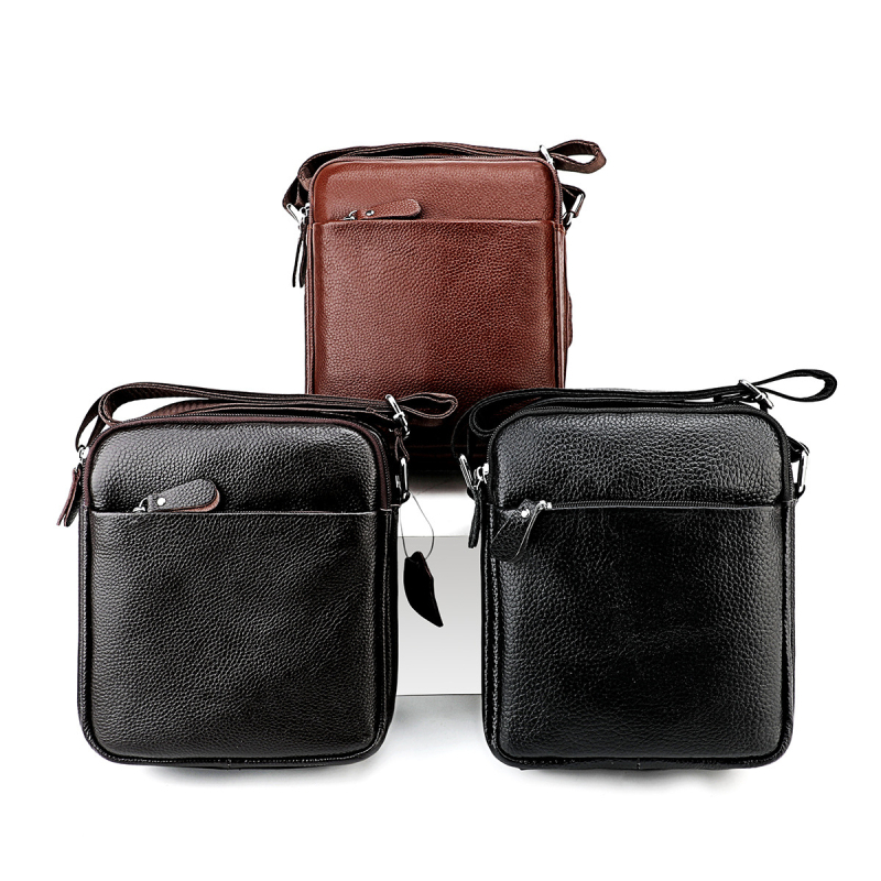 Muška crossbody torbica od prave kože, teleća koža, prozračna, model 6082, za poslovna putovanja