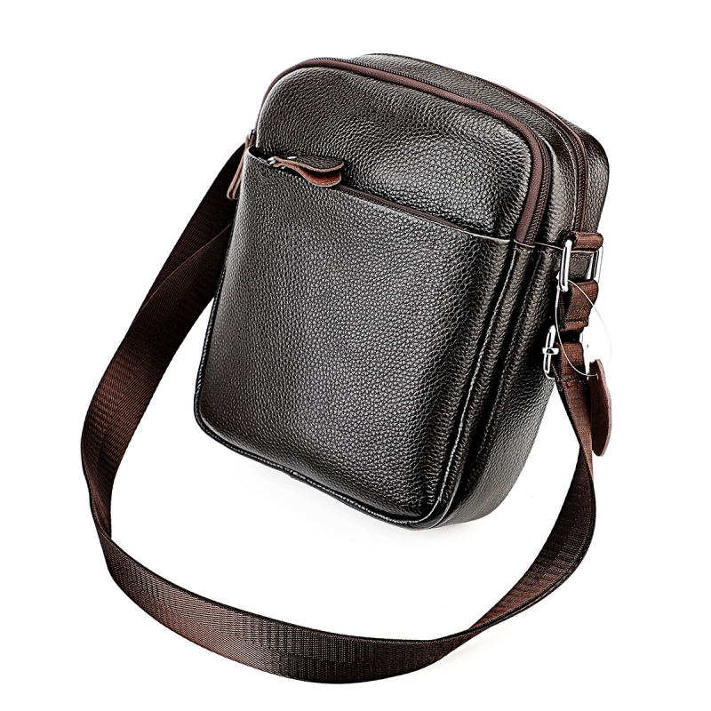 Muška crossbody torbica od prave kože, teleća koža, prozračna, model 6082, za poslovna putovanja
