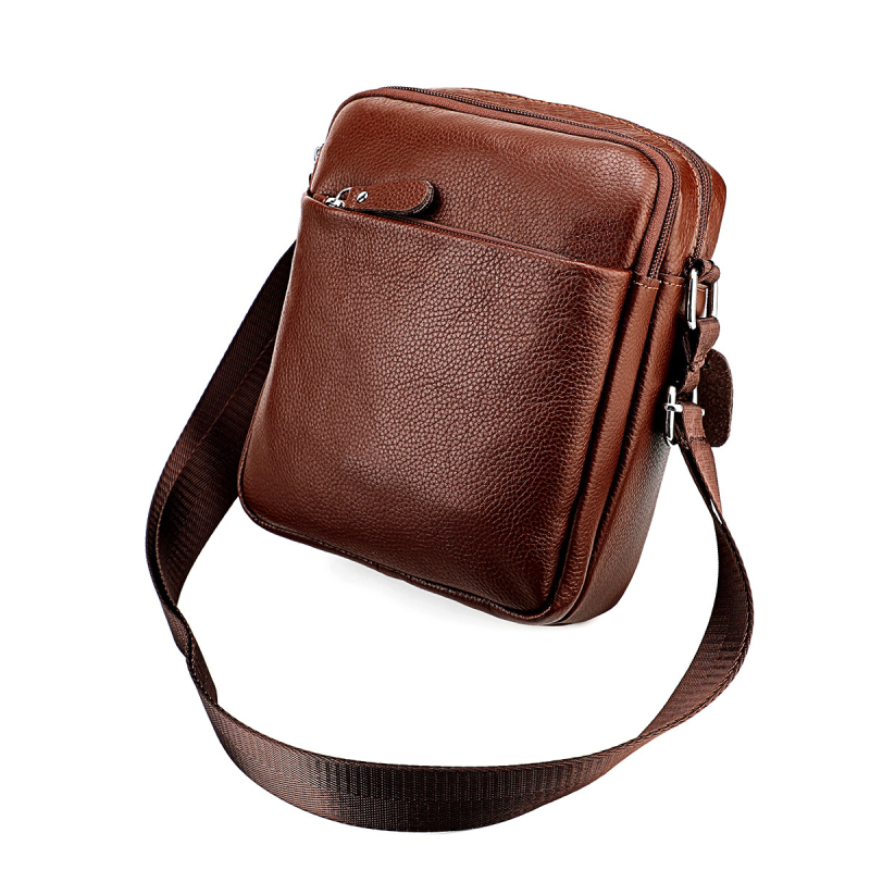 Muška crossbody torbica od prave kože, teleća koža, prozračna, model 6082, za poslovna putovanja