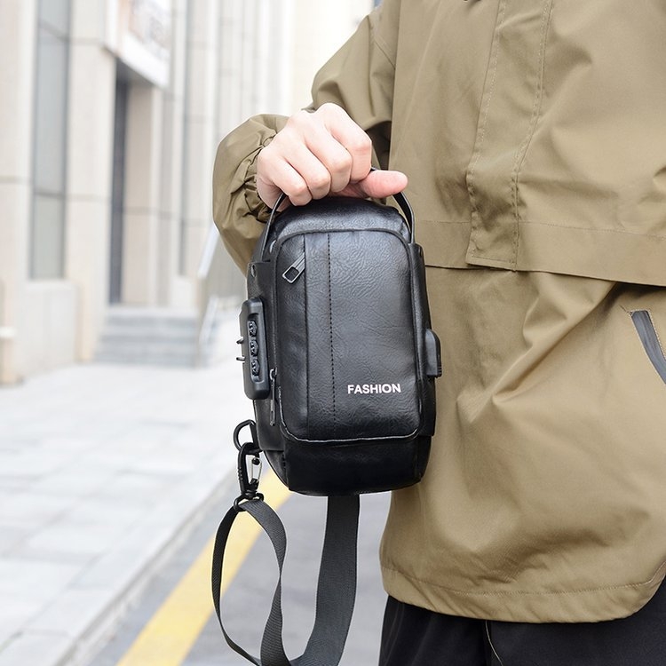Muška PU kožna crossbody torba – vodootporna, ultralagana, USB sučelje, protiv krađe, otporna na habanje