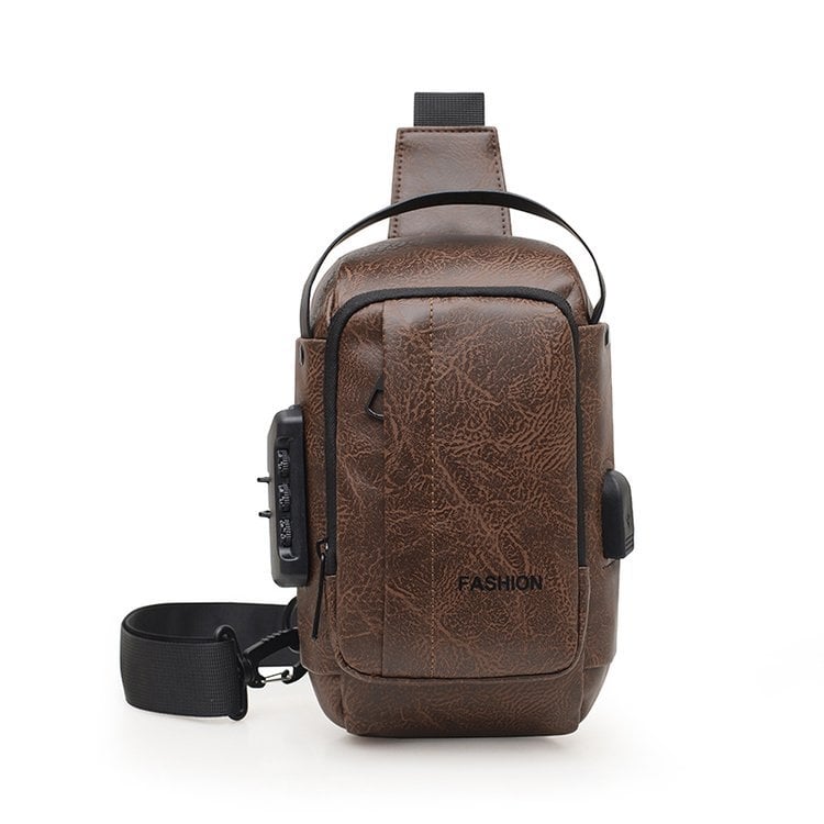 Muška PU kožna crossbody torba – vodootporna, ultralagana, USB sučelje, protiv krađe, otporna na habanje