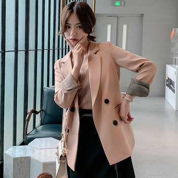 Γυναικείο σακάκι σε κορεατικό στυλ, εφαρμοστό, με γιακά σακάκι και μακριά μανίκια, πολυεστερικό ύφασμα