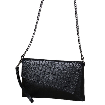 Kožna clutch torba s lancem – kamen uzorak, veliki kapacitet, envelope stil, unutarnji džepovi