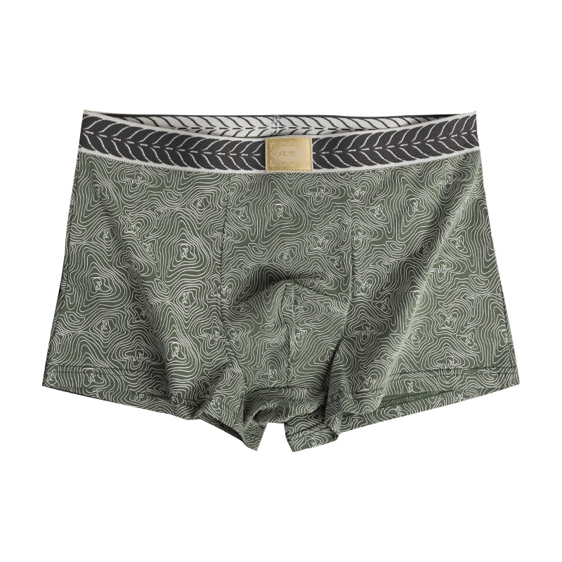 Férfi boxernadrág kamuflážs mintával és textúrával, lélegző pamut, középmagas derék, kötött anyag, OEM elérhető