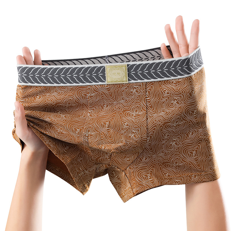 Férfi boxernadrág kamuflážs mintával és textúrával, lélegző pamut, középmagas derék, kötött anyag, OEM elérhető