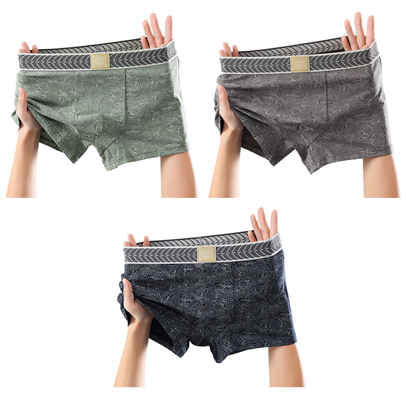 Férfi boxernadrág kamuflážs mintával és textúrával, lélegző pamut, középmagas derék, kötött anyag, OEM elérhető