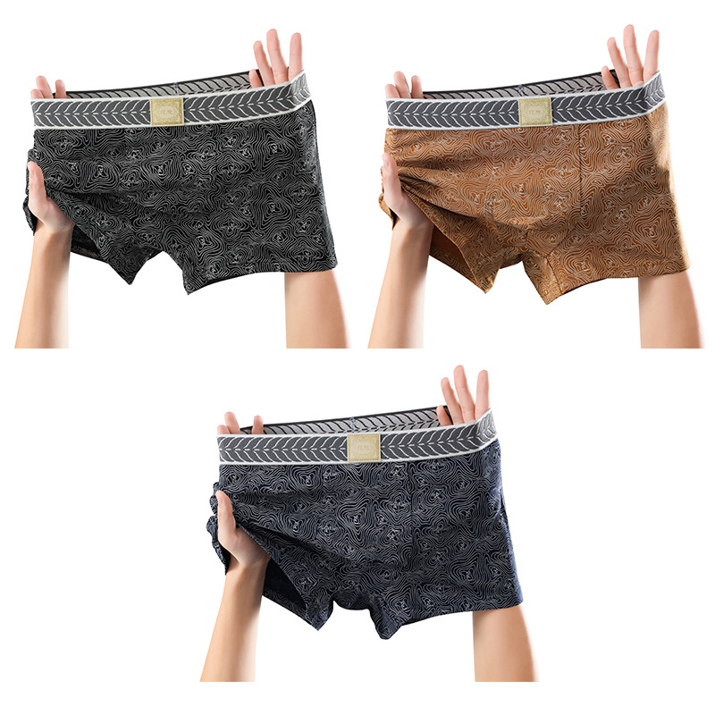 Férfi boxernadrág kamuflážs mintával és textúrával, lélegző pamut, középmagas derék, kötött anyag, OEM elérhető