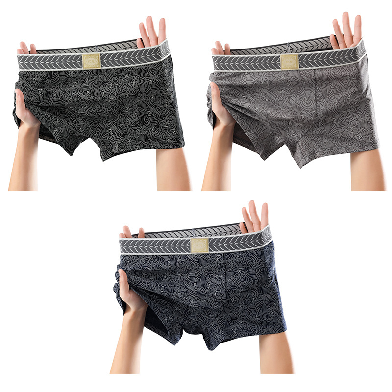 Férfi boxernadrág kamuflážs mintával és textúrával, lélegző pamut, középmagas derék, kötött anyag, OEM elérhető