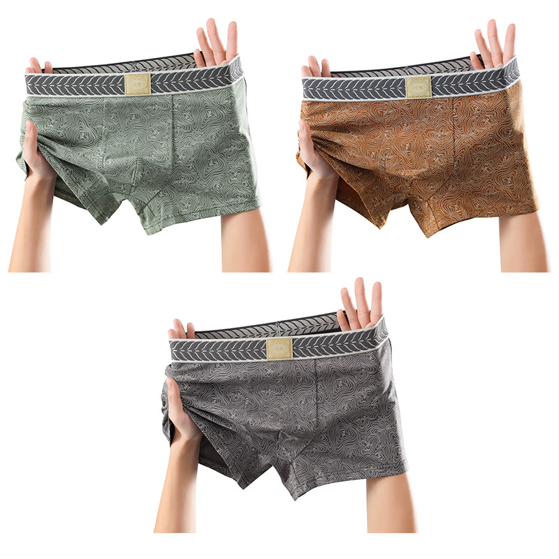 Férfi boxernadrág kamuflážs mintával és textúrával, lélegző pamut, középmagas derék, kötött anyag, OEM elérhető
