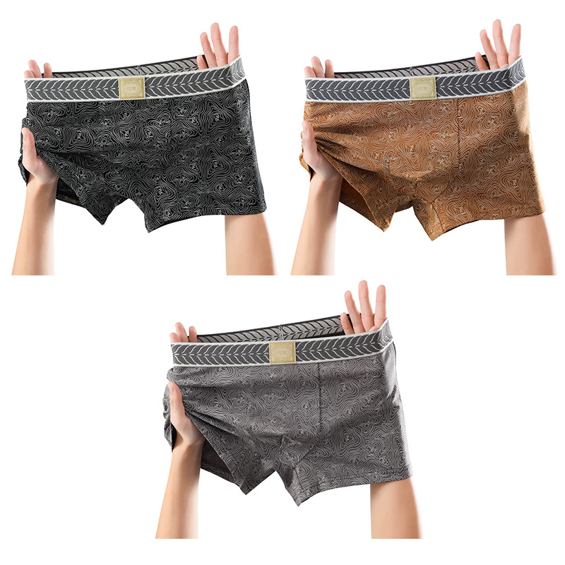 Férfi boxernadrág kamuflážs mintával és textúrával, lélegző pamut, középmagas derék, kötött anyag, OEM elérhető