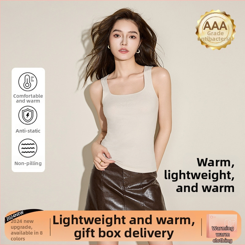 Ženské termo tielko bezšvové, štvorcový golier, dvojité vrstvy, s velúrovou úpravou, antibakteriálne a antistatické, udrží teplo, materiál: akrylové vlákno