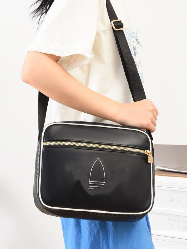 Muška PU crossbody torba, gradski stil, prozračna, uzorak s slovima, podstava od poliester, za poslovna putovanja