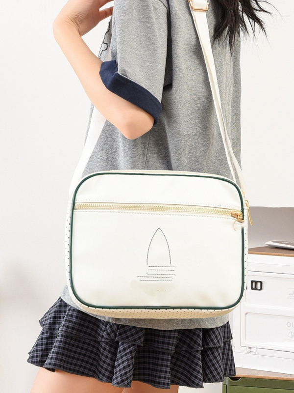 Muška PU crossbody torba, gradski stil, prozračna, uzorak s slovima, podstava od poliester, za poslovna putovanja
