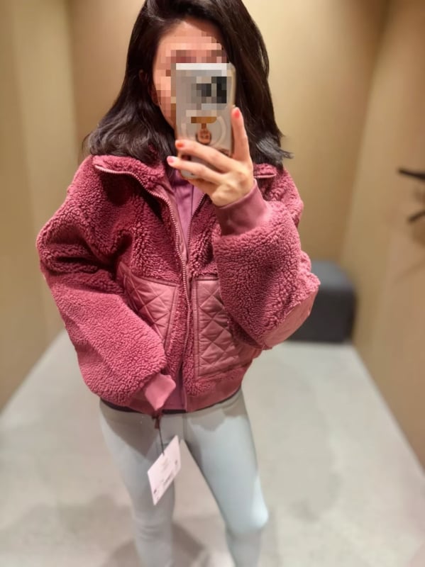 Jieying Jachetă scurtă pentru femei, exterior - amestec bumbac-kasmir (80-90% bumbac, cașmir sub 30%) - croială lejeră, groasă, casual cu guler înalt - Toamnă 2025