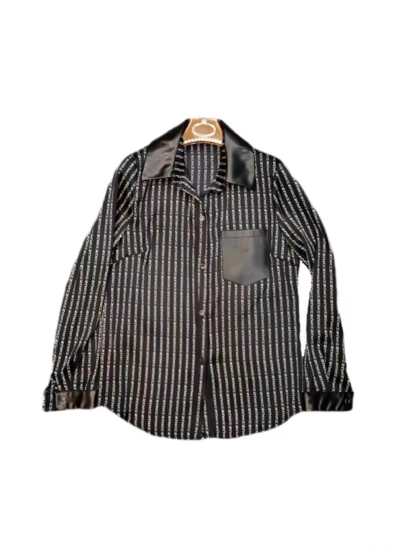 Dámska košeľa z ovčej kože s chiffon panelmi, dlhý rukáv, zapínanie s prackami, jeseň-zima 2025