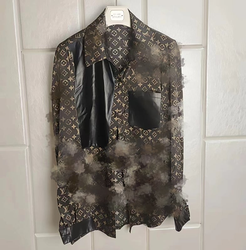 Dámska košeľa z ovčej kože s chiffon panelmi, dlhý rukáv, zapínanie s prackami, jeseň-zima 2025