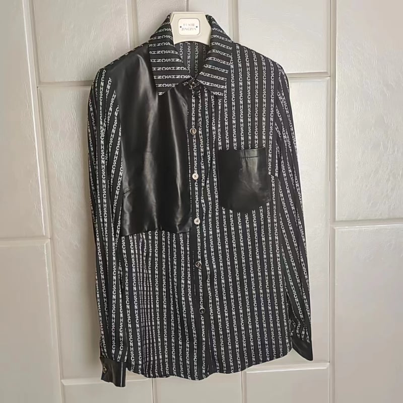 Dámska košeľa z ovčej kože s chiffon panelmi, dlhý rukáv, zapínanie s prackami, jeseň-zima 2025