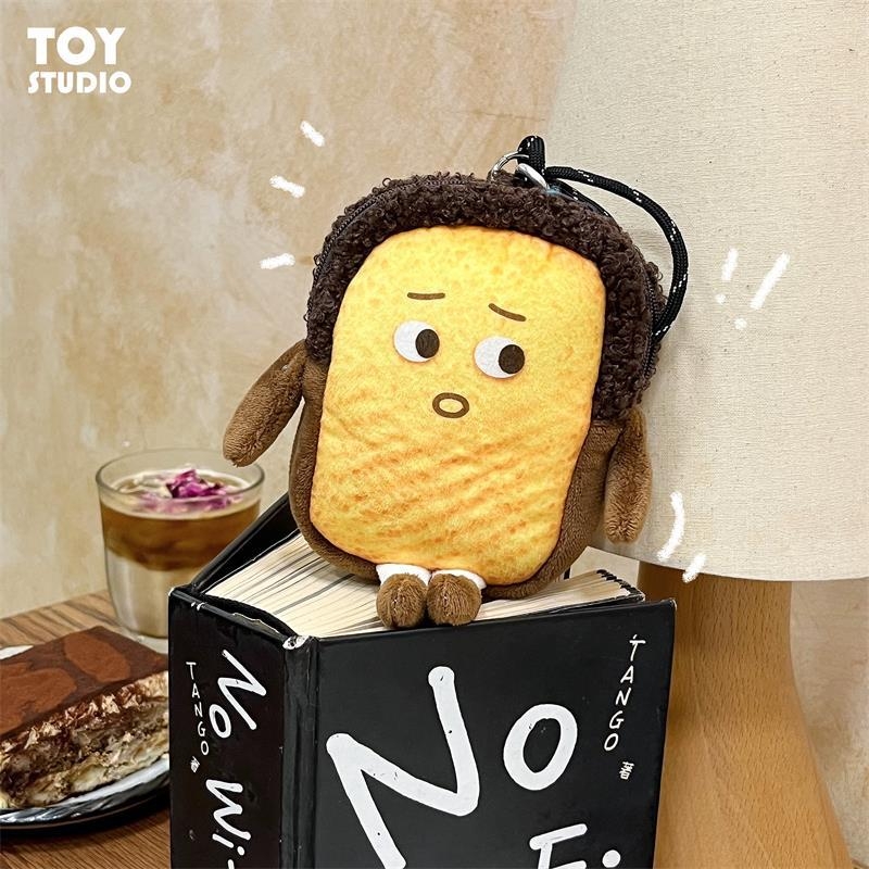 Novčanik od pliša s motivom tost hljeba, plišani materijal, 1 preklop, podstava od platna, neutralno za oba pola