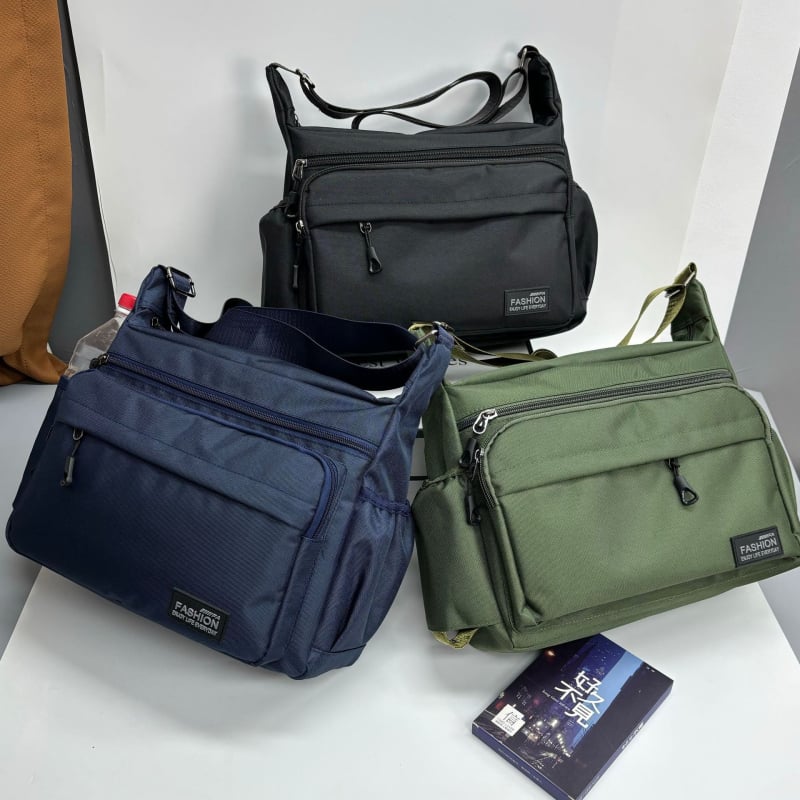 Muška crossbody torba od Oxford platna, gradski jednostavan stil, prozračna podstava od poliestera, jednobojni uzorak, za svakodnevnu upotrebu