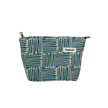 Tekstilna clutch torbica za putovanja – gradska jednostavnost, pamuk, mala kvadratna torba, vodoravni kvadratni oblik, zatvarač
