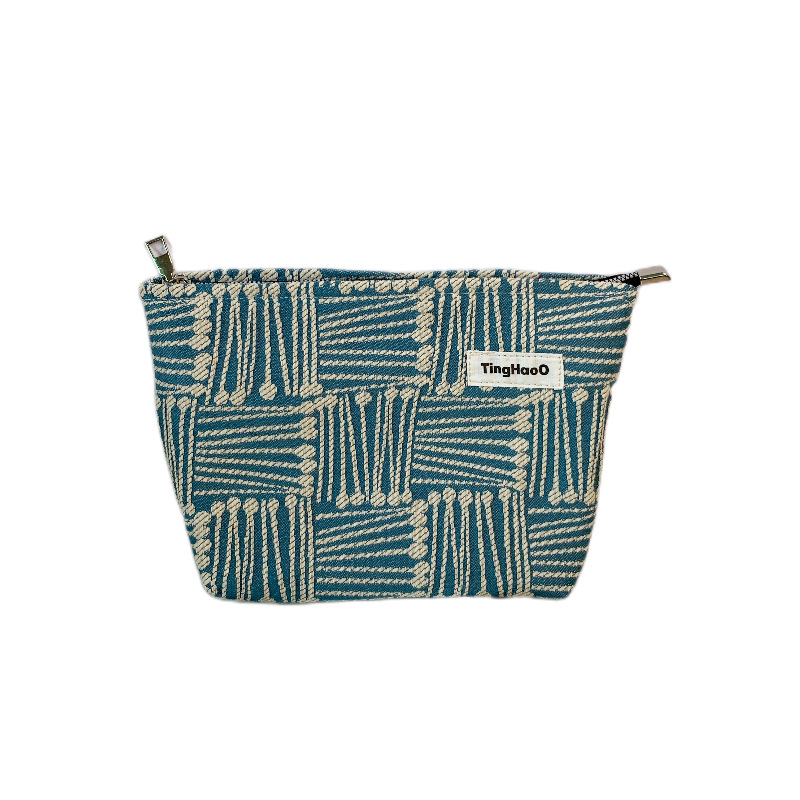 Tekstilna clutch torbica za putovanja – gradska jednostavnost, pamuk, mala kvadratna torba, vodoravni kvadratni oblik, zatvarač