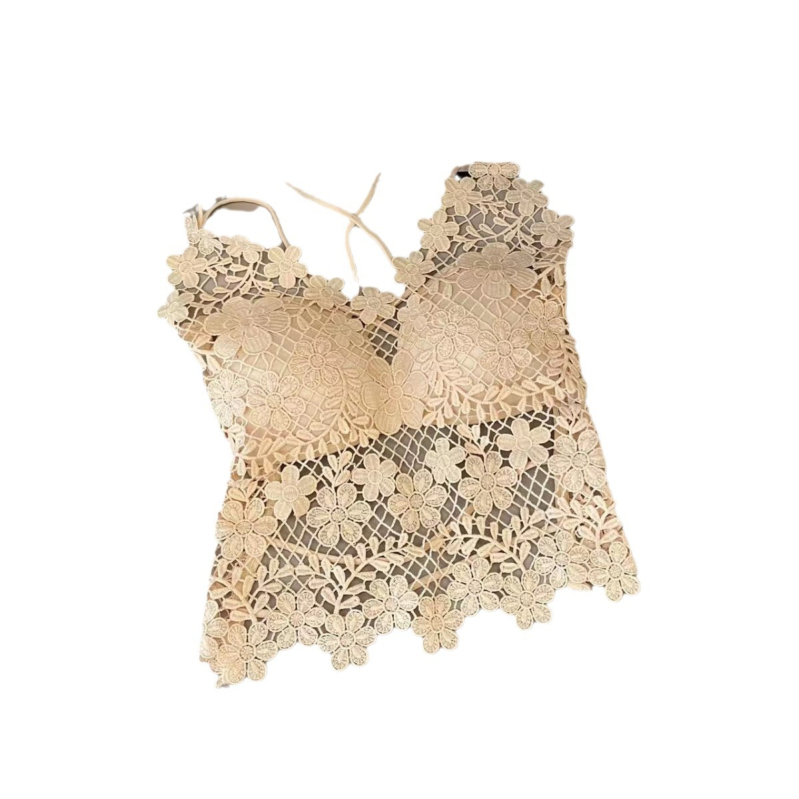 Csipkés váll nélküli melltartó, poliészter, 3/4-es kosár, kupa forma: felül vékony / alul vastag
