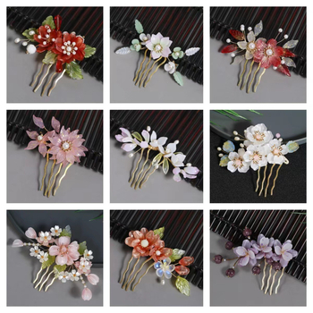 Гребен за коса Liuli с флорална украса, китайски стил, код 0370, есен 2024