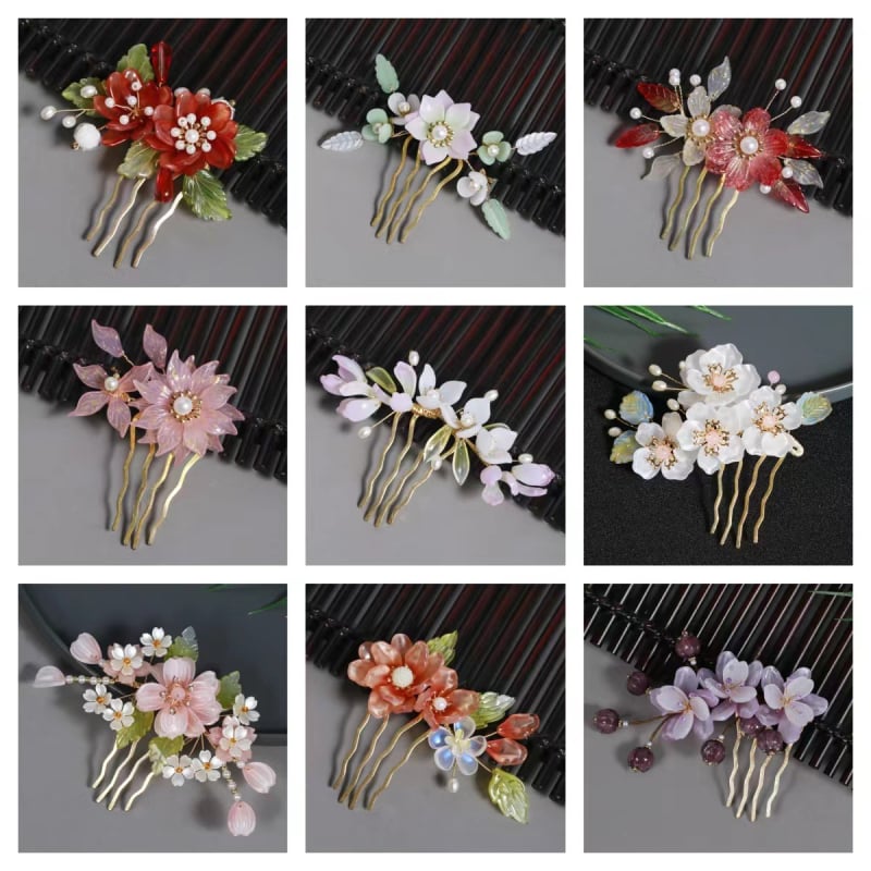 Гребен за коса Liuli с флорална украса, китайски стил, код 0370, есен 2024