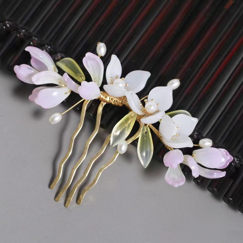 Гребен за коса Liuli с флорална украса, китайски стил, код 0370, есен 2024