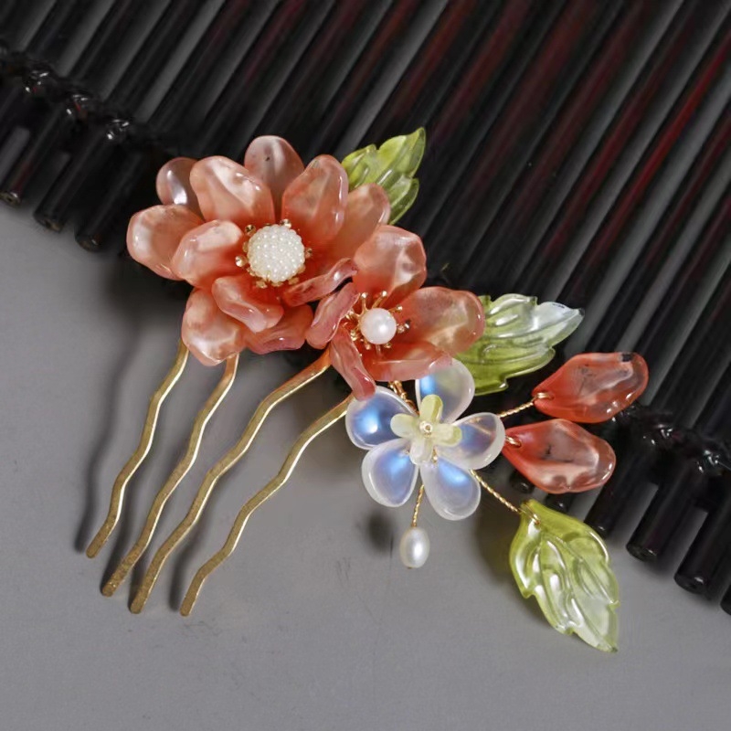 Гребен за коса Liuli с флорална украса, китайски стил, код 0370, есен 2024