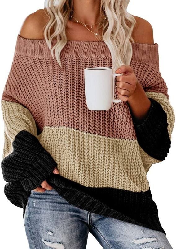 Ženski pulover od akrila s prugastim uzorkom, ležernog kroja, dugi rukavi, uobičajena duljina (50–65 cm)