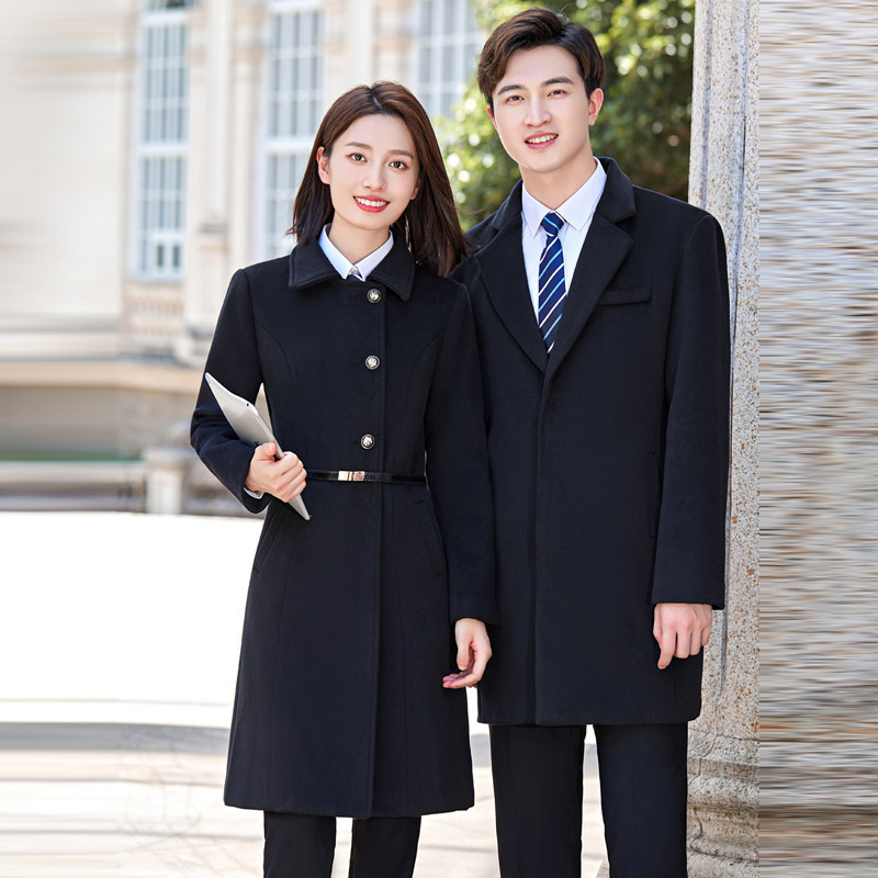 Palton din lână, unisex, lungime medie, pentru manager hotelier — vestimentație de birou, amestec lână 50–70% și poliester 30–50%, iarnă 2024