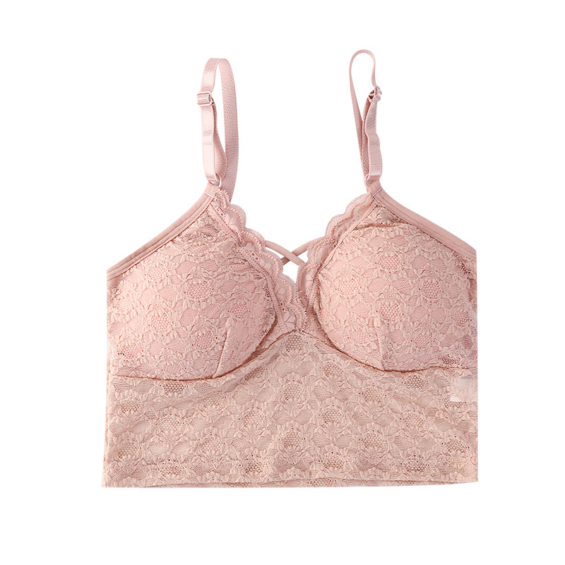Bezremenski čipkasti bustier bez leđa, oblikovane 3/4 šalice s uklonjivim jastučićima, spandeks 80-90%