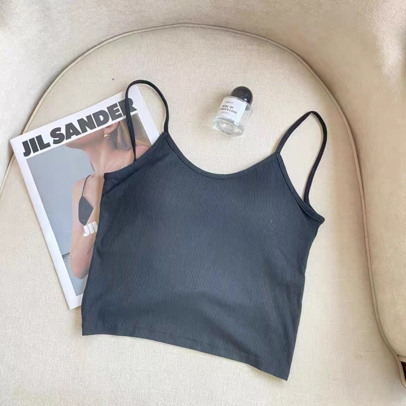 Tube top bez rukava s ugrađenim jastučićem, pamuk 70–80% pamuk, 3/4 tanke košarice, duljina do trbuha