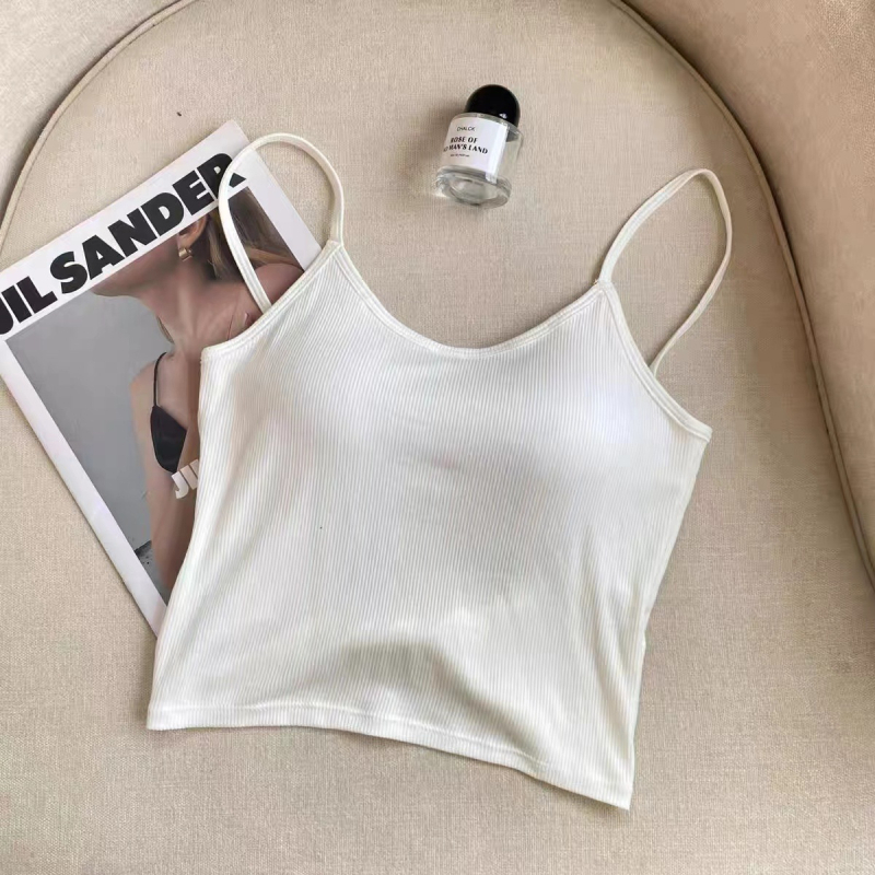 Tube top bez rukava s ugrađenim jastučićem, pamuk 70–80% pamuk, 3/4 tanke košarice, duljina do trbuha